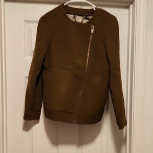 J. Crew Brown/olive Bomber Jacket with Diagonal Zip